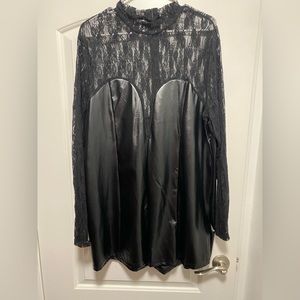 Leather and lace romper